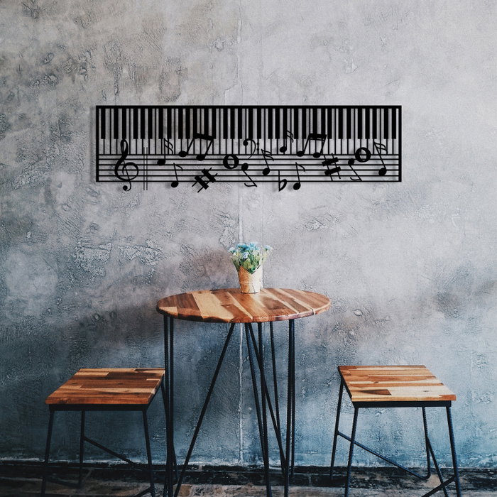 Wallity Piano - M121 Escultura de Pared de Metal Negra